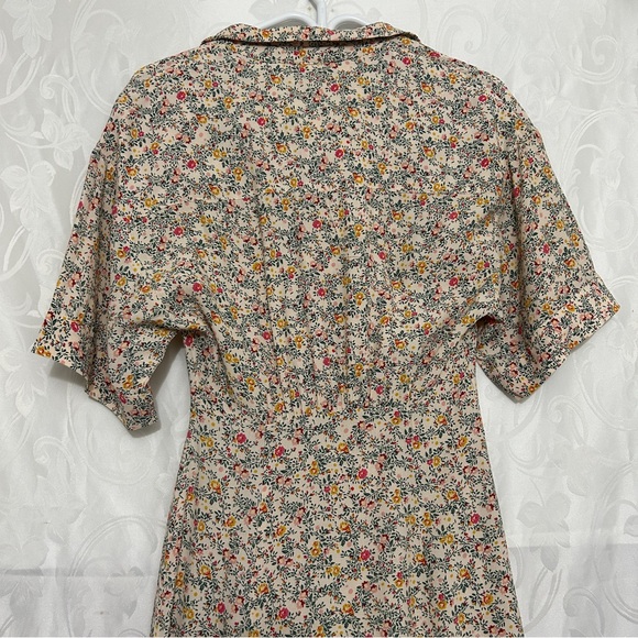 NWT ZARA Vintage Cream Floral Motif Short Sleeved Summer Midi Bodycon Dress - Picture 3 of 10